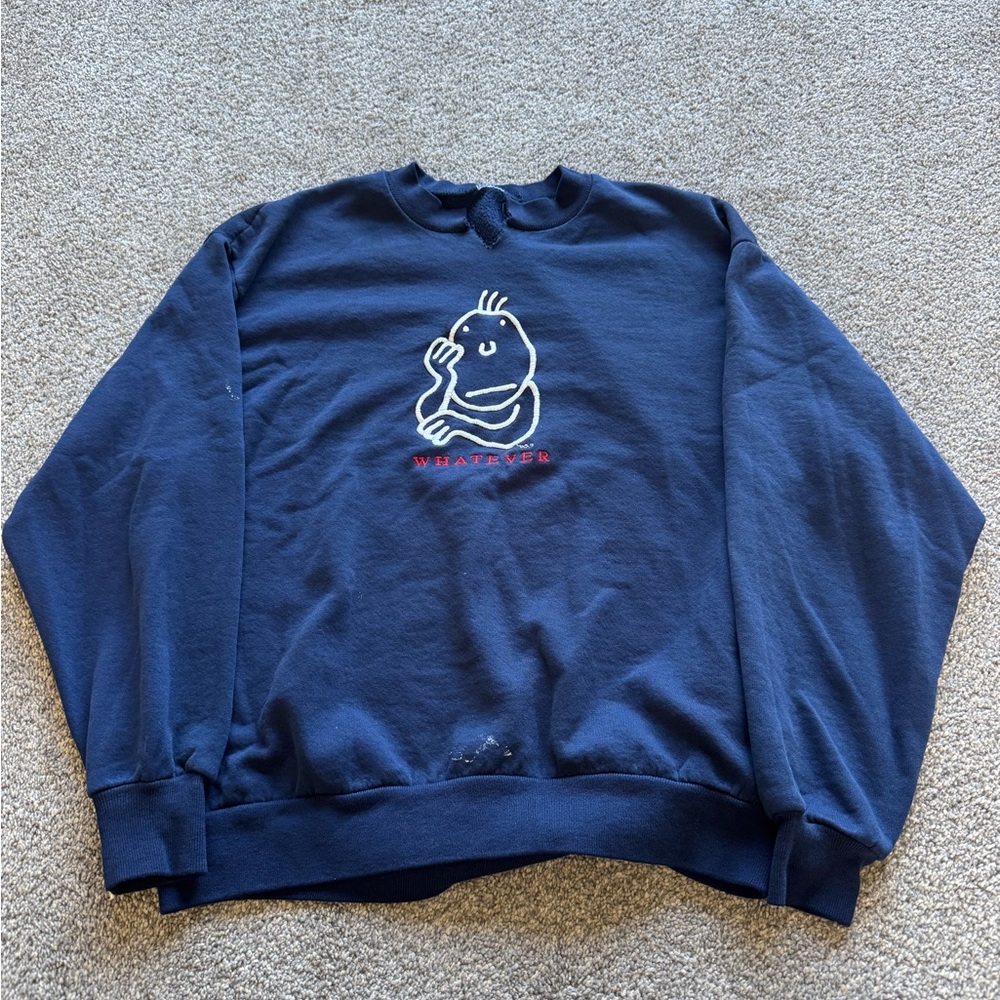 “Whatever” Navy Blue Graphic Sweater